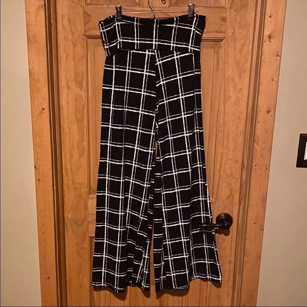 NWT M Honey & Lace Pacific Palazzo Plaid Pants